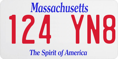 MA license plate 124YN8