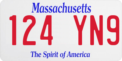 MA license plate 124YN9