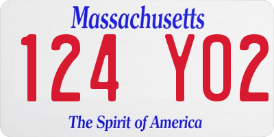 MA license plate 124YO2