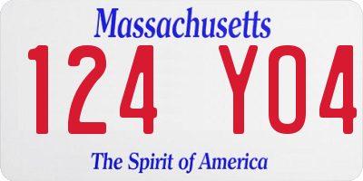 MA license plate 124YO4