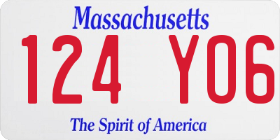MA license plate 124YO6