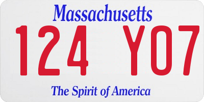 MA license plate 124YO7