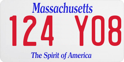 MA license plate 124YO8