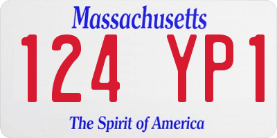 MA license plate 124YP1