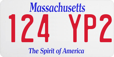 MA license plate 124YP2