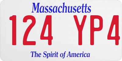 MA license plate 124YP4