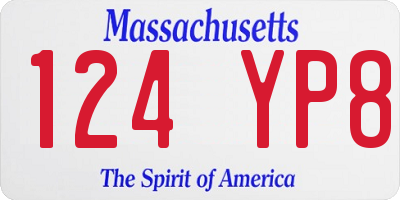 MA license plate 124YP8