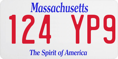 MA license plate 124YP9