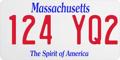 MA license plate 124YQ2