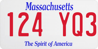 MA license plate 124YQ3