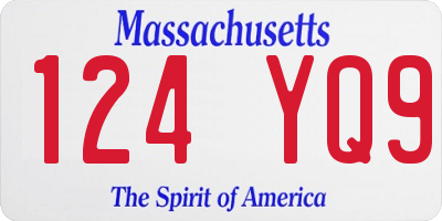 MA license plate 124YQ9