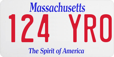 MA license plate 124YR0