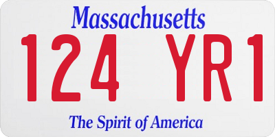 MA license plate 124YR1