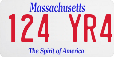 MA license plate 124YR4