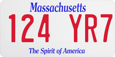 MA license plate 124YR7