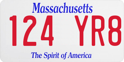 MA license plate 124YR8