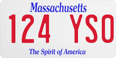 MA license plate 124YS0