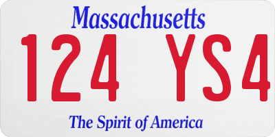 MA license plate 124YS4