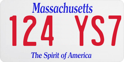 MA license plate 124YS7