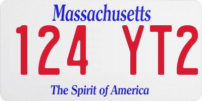 MA license plate 124YT2