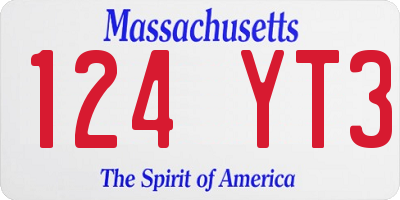 MA license plate 124YT3