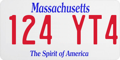 MA license plate 124YT4