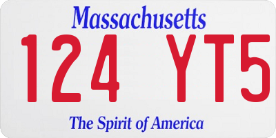 MA license plate 124YT5