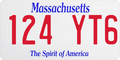 MA license plate 124YT6