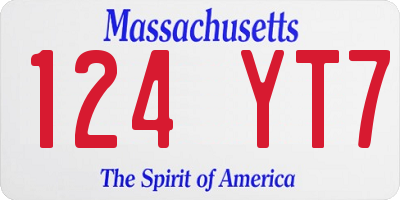 MA license plate 124YT7