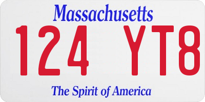 MA license plate 124YT8