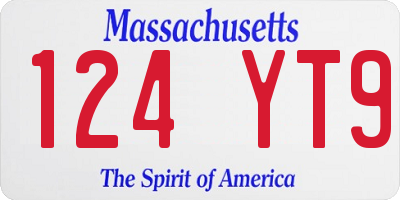 MA license plate 124YT9