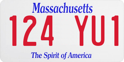 MA license plate 124YU1