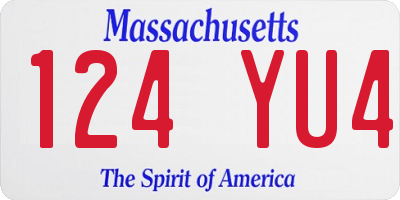 MA license plate 124YU4