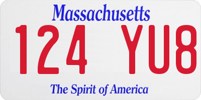 MA license plate 124YU8