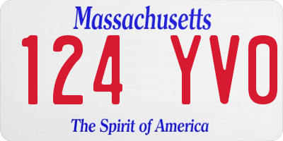 MA license plate 124YV0