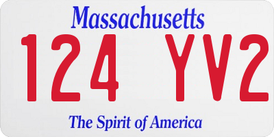 MA license plate 124YV2