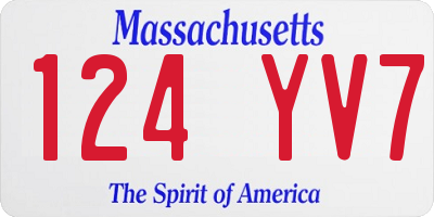 MA license plate 124YV7