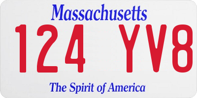 MA license plate 124YV8