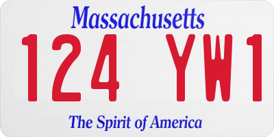 MA license plate 124YW1