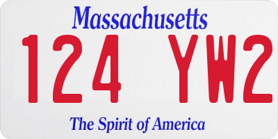 MA license plate 124YW2