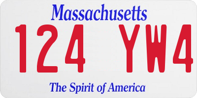 MA license plate 124YW4