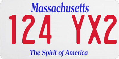MA license plate 124YX2