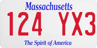 MA license plate 124YX3