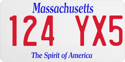 MA license plate 124YX5