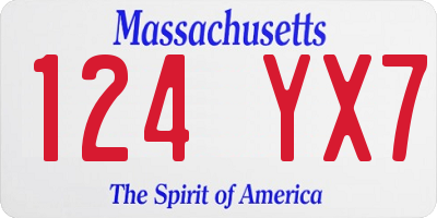 MA license plate 124YX7