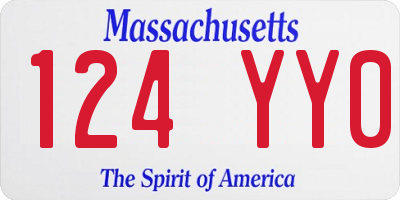 MA license plate 124YY0