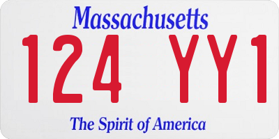 MA license plate 124YY1