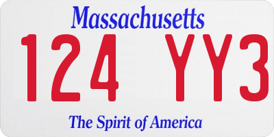 MA license plate 124YY3