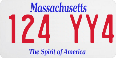 MA license plate 124YY4