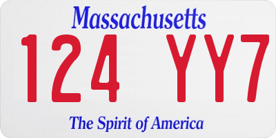 MA license plate 124YY7